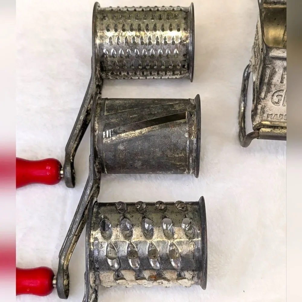 Vintage Mouli Rotary Grater with Three Interchangeable Cylinders